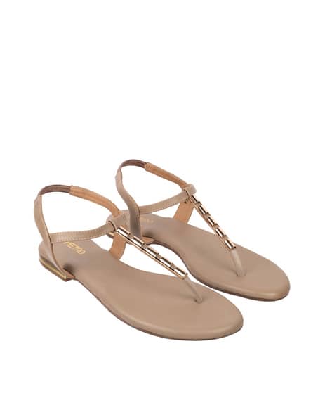 Buy Beige Flat Sandals for Women by Metro Online