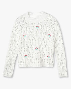 rio girls Girls Pointelle-Knit Cotton Sweater-picture-39
