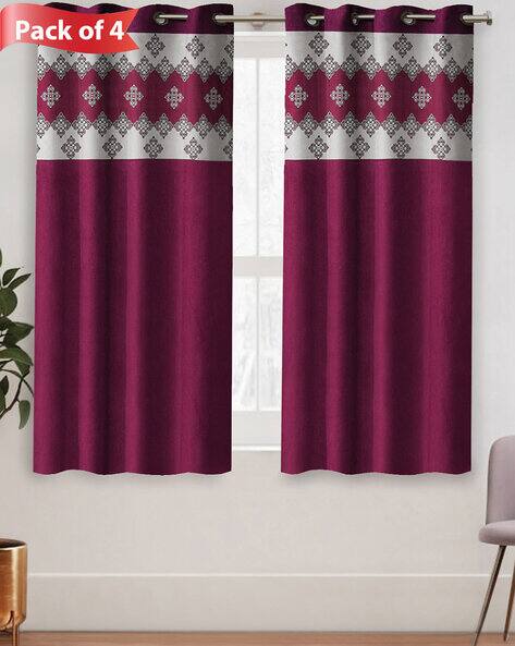 Good Homes Set of 4 Geometric Print Window Curtains with Eyelets