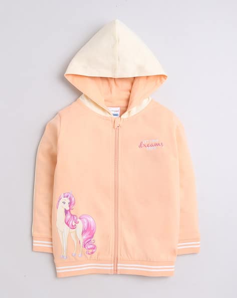 Buy Peach Sweatshirts Hoodie for Girls by BUMZEE Online