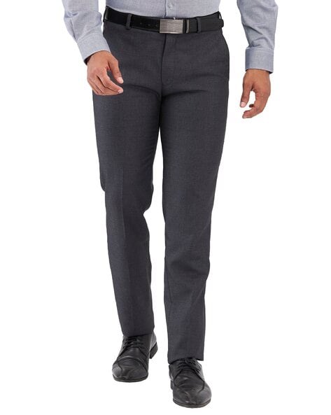 Raymond Men Slim Fit Flat-Front Trousers