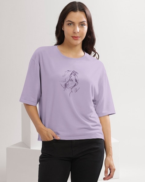 Women Graphic T-Shirt with Round Neck