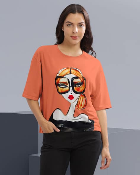 Hellcat Women Graphic T-Shirt with Round Neck