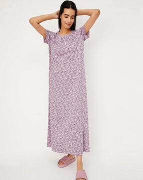 max Women Floral Print Round-Neck Nightie-picture-28