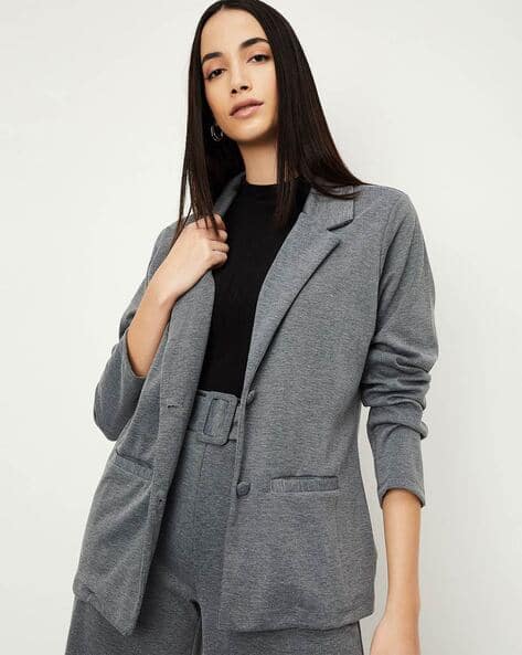 Buy Grey Melange Blazers Waistcoats for Women by MAX Online