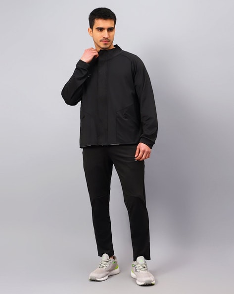 Men Regular Fit Tracksuit with Zip-Front