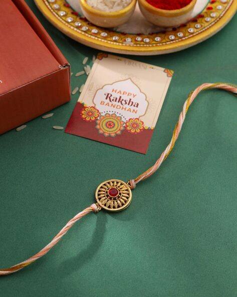 Viraasi Men Gold-Plated Rakhi with Perfume & Card
