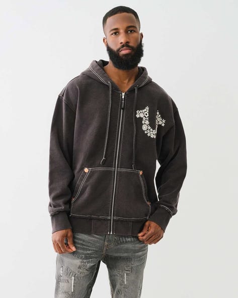 Graphic Print Regular Fit Zip-Front Hoodie