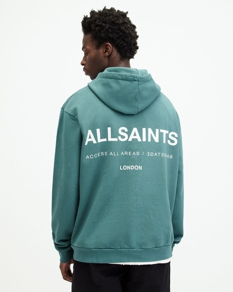 Buy ALL SAINTS Access Cotton Relaxed Fit Hoodie Blue Color Men AJIO LUXE