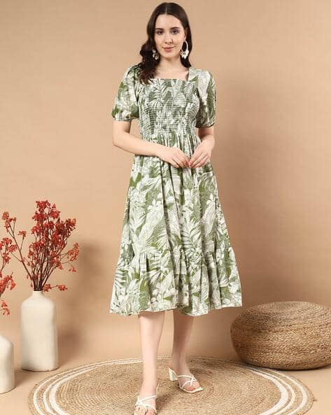 DEKLOOK Women Floral Print Fit & Flare Dress