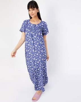 max Women Floral Print Round-Neck Nightie-picture-14