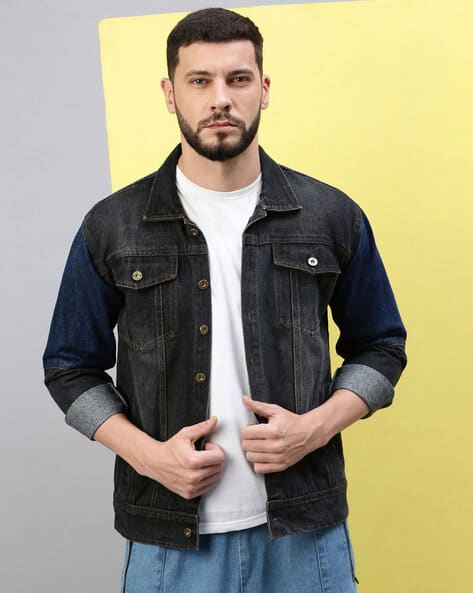 Men Washed Slim Fit Denim Jacket