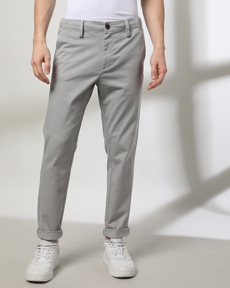 Men Tapered Fit Flat-Front Chinos