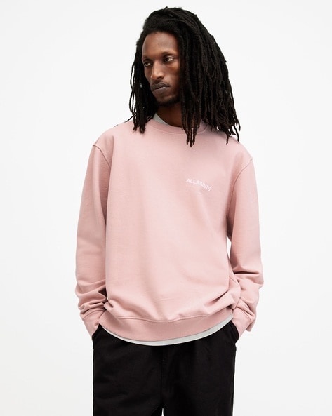 Buy ALL SAINTS Access Cotton Relaxed Fit Crew Neck Sweatshirt Pink Color Men AJIO LUXE