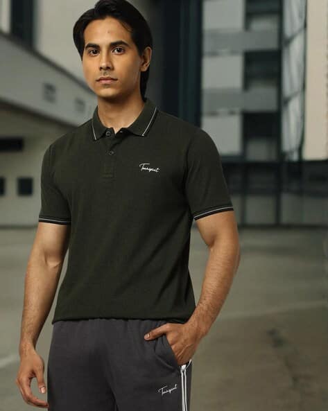 Teamspirit Regular Fit Brand Print Polo T-Shirt with Tipping