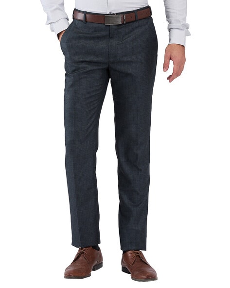 Raymond Men Slim Fit Flat-Front Trousers