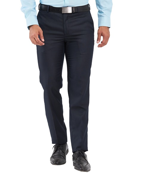 Raymond Men Slim Fit Flat-Front Trousers