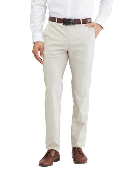 Raymond Men Slim Fit Flat-Front Trousers