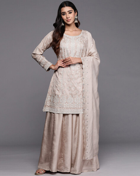 Embroidered Straight Kurta Set Price in India