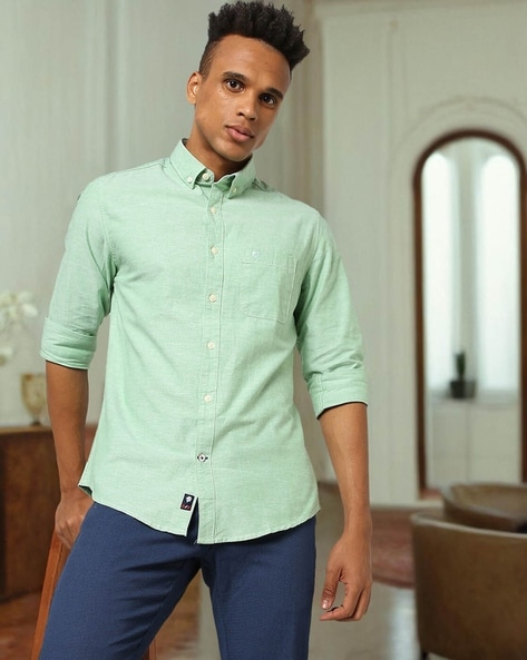 Men Core Oxford Slim Fit Shirt with Patch Pocket