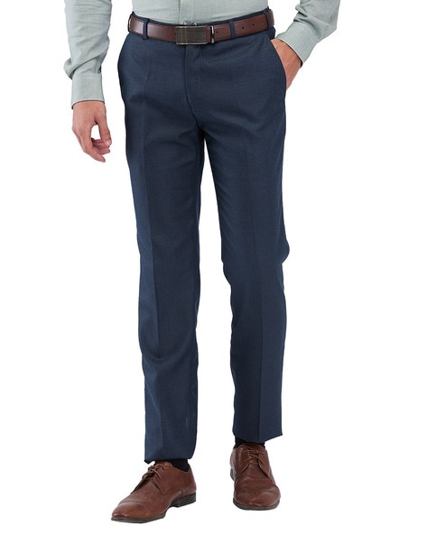 Raymond Men Slim Fit Flat-Front Trousers