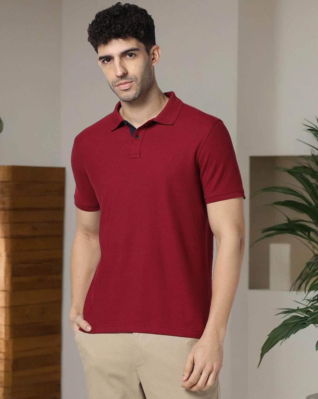NETPLAY Men Regular Fit Polo T-Shirt For Men (Maroon, L)