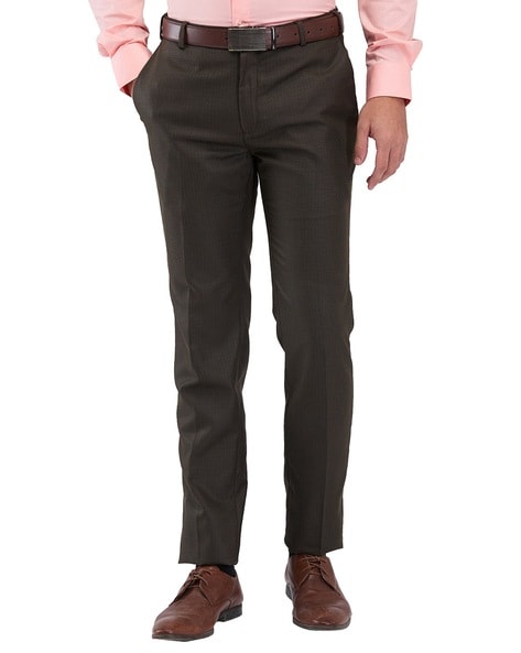 Raymond Men Slim Fit Flat-Front Trousers