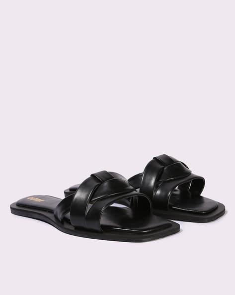 Women Square-Toe Slip-On Flat Sandals