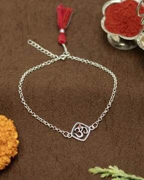 meenakari heritage jewellery Men Sterling Silver Om Rakhi-picture-23