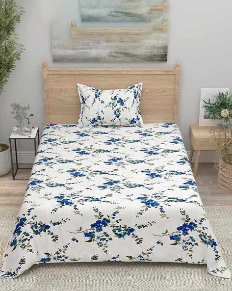 Bombay Spreads Floral Print Single Bedsheet with Pillow cover