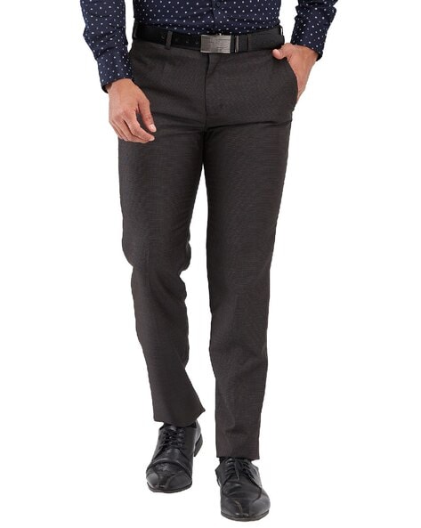 Raymond Men Slim Fit Flat-Front Trousers