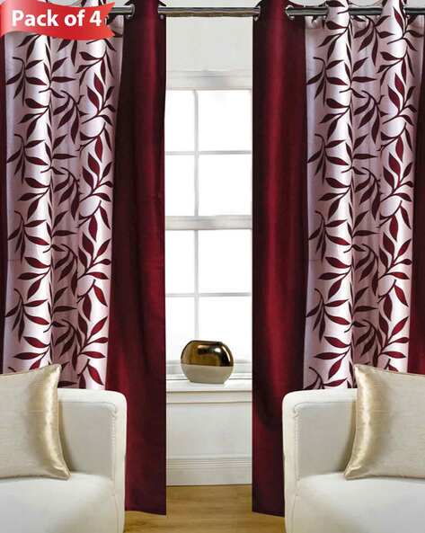 Good Homes Set of 4 Leaf Print Door Curtains
