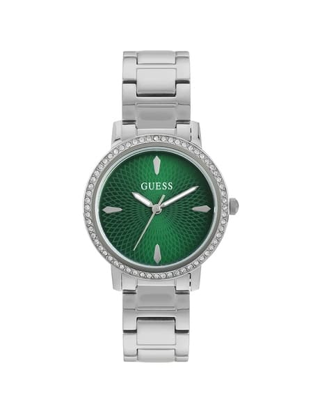 GUESS Embellished Analogue Watch with Metallic Strap-U1405L1M