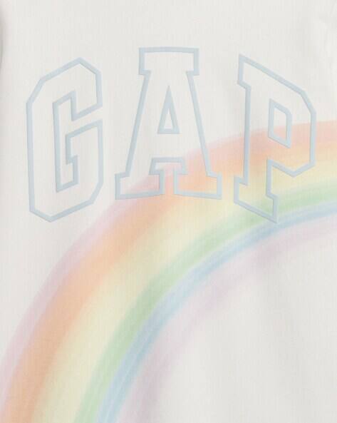 Printed Logo With Ombre Rainbow Detail Hoodie