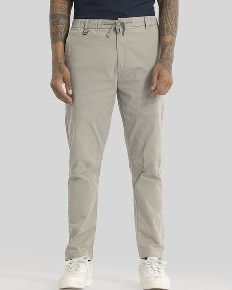 Men Slim Fit Flat-Front Pants