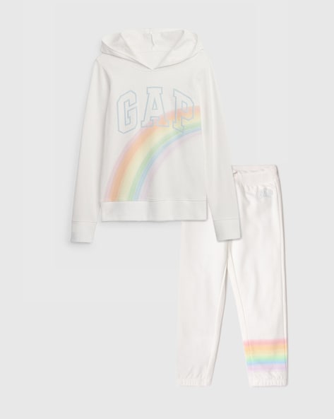 Printed Logo With Ombre Rainbow Detail Hoodie