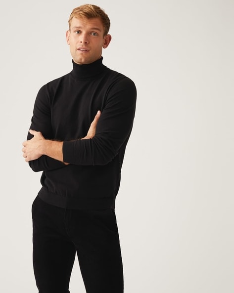 Marks and spencer black roll neck best sale