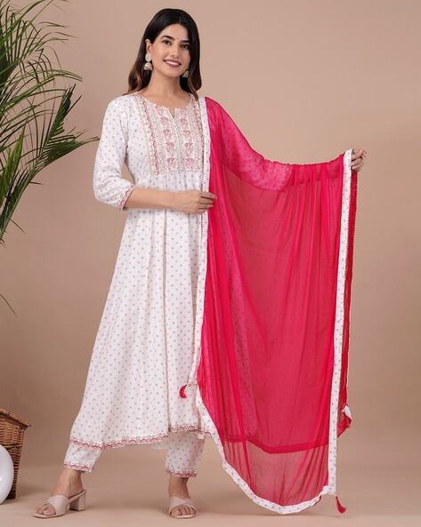 Women Round-Neck Flared Kurta Set Price in India