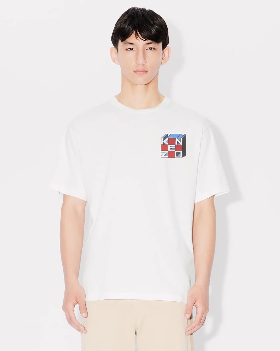 Buy KENZO Logo Print Relaxed Fit T-Shirt | Off White Color Men