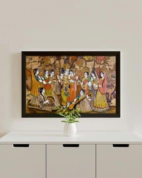 random Radha Krishna Rasleela Wall Painting with Frame-picture-31