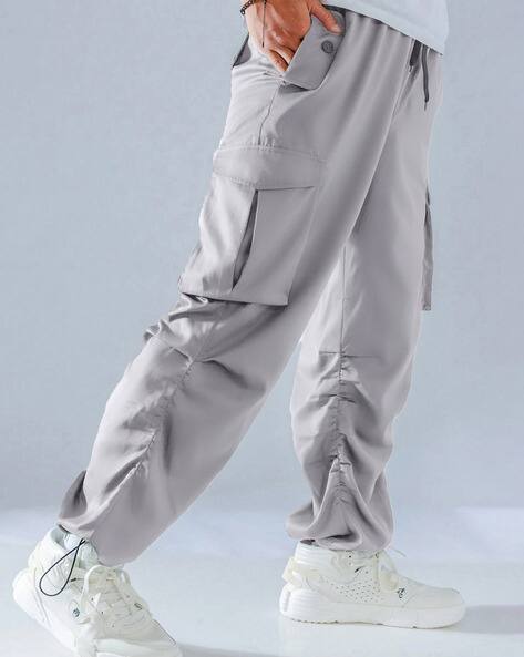 JUMP CUTS Men Straight Track Pants with Cargo Pockets