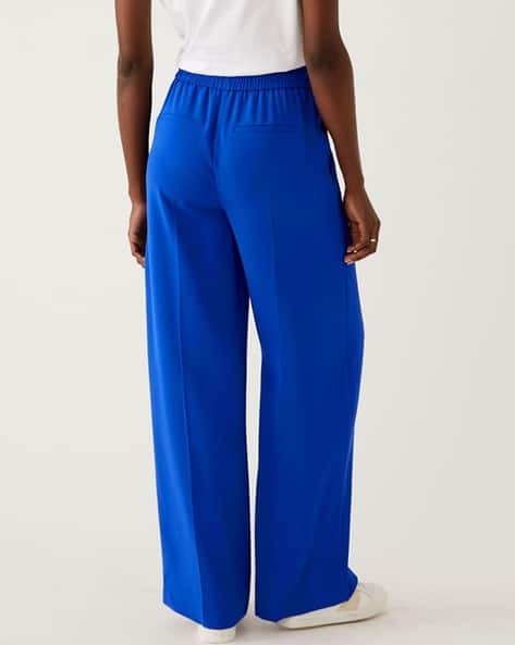 Crepe Trousers Drawstring Wide Leg Trousers M&Co Black Crepe Wide