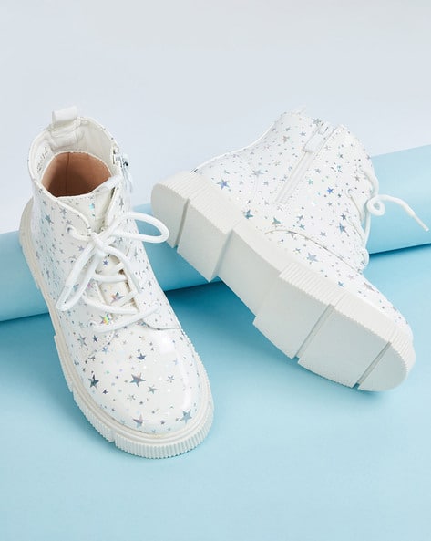 Girls Stars Print Mid-Top Ankle-Length Boots