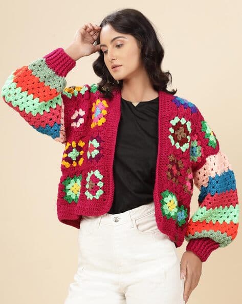 Women Patterned-Knit V-Neck Cardigan