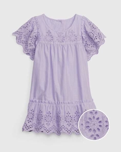 Eyelet Tiered Dress with Scallop Hems