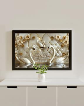 random Swans Wall Painting with Frame-picture-26