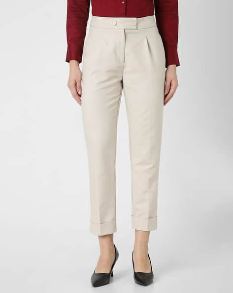Women Slim Fit Pleated Trousers