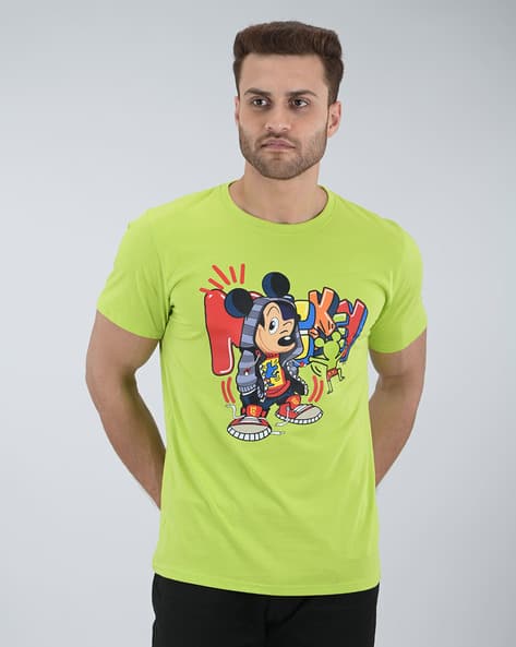 Mickey Mouse Print Regular Fit Crew-Neck T-Shirt
