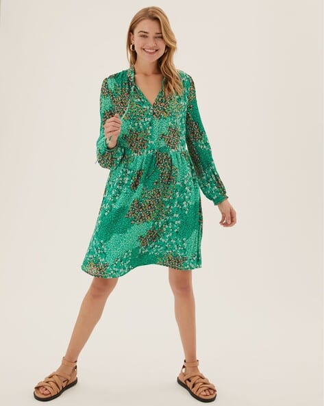 slim fit dress slacks Make Up Your Mind Green Ditsy Floral Babydoll Dress  Shop the Mint