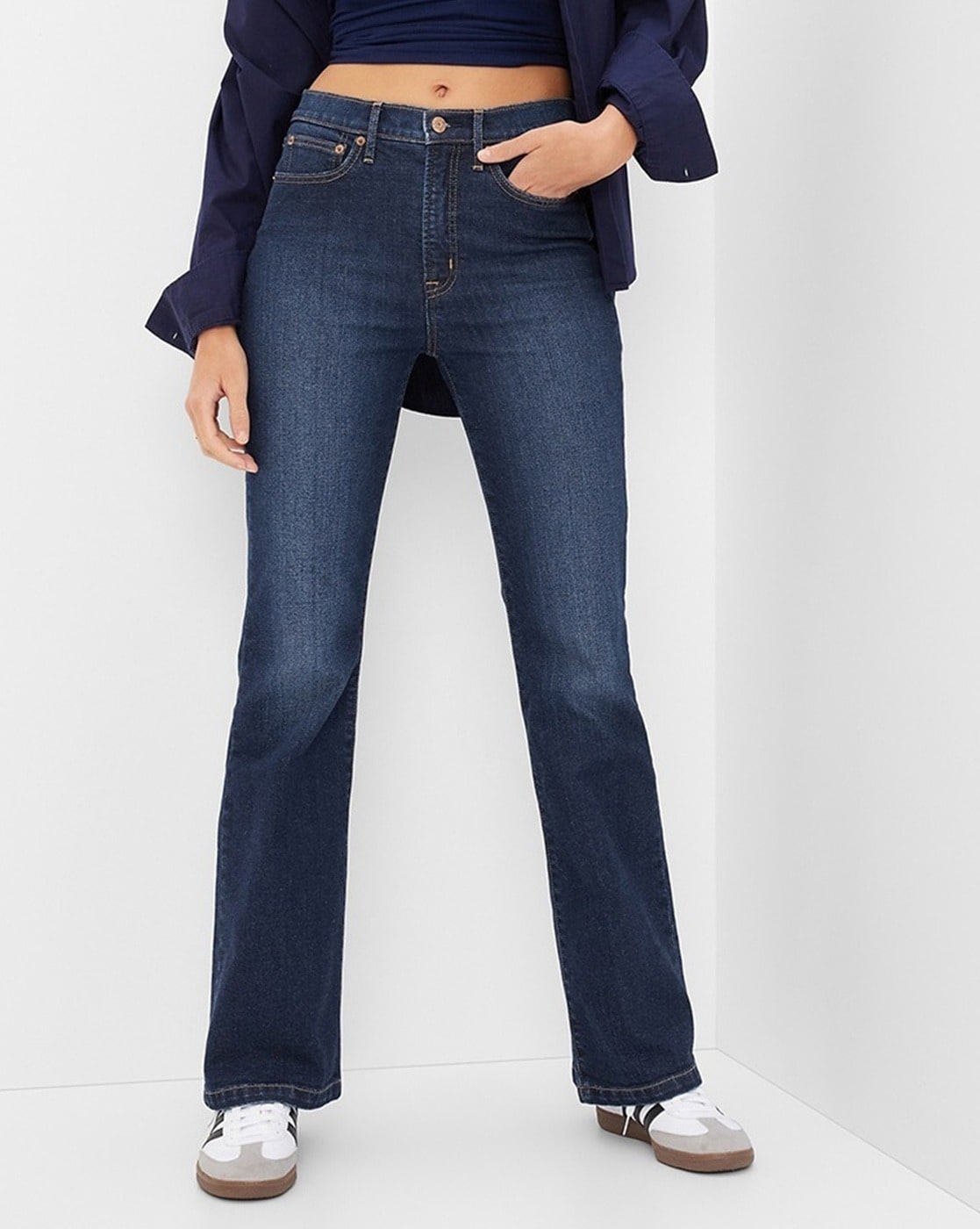 Light Wash Recycled Non-Stretchable High Rise Flared Jeans